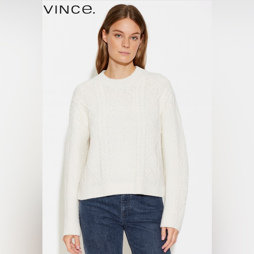 Vince Cable Knit Wool Blend Sweater in Ivory